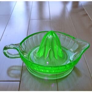 Vintage Uranium Glass Green Depression Glass Juicer Reamer